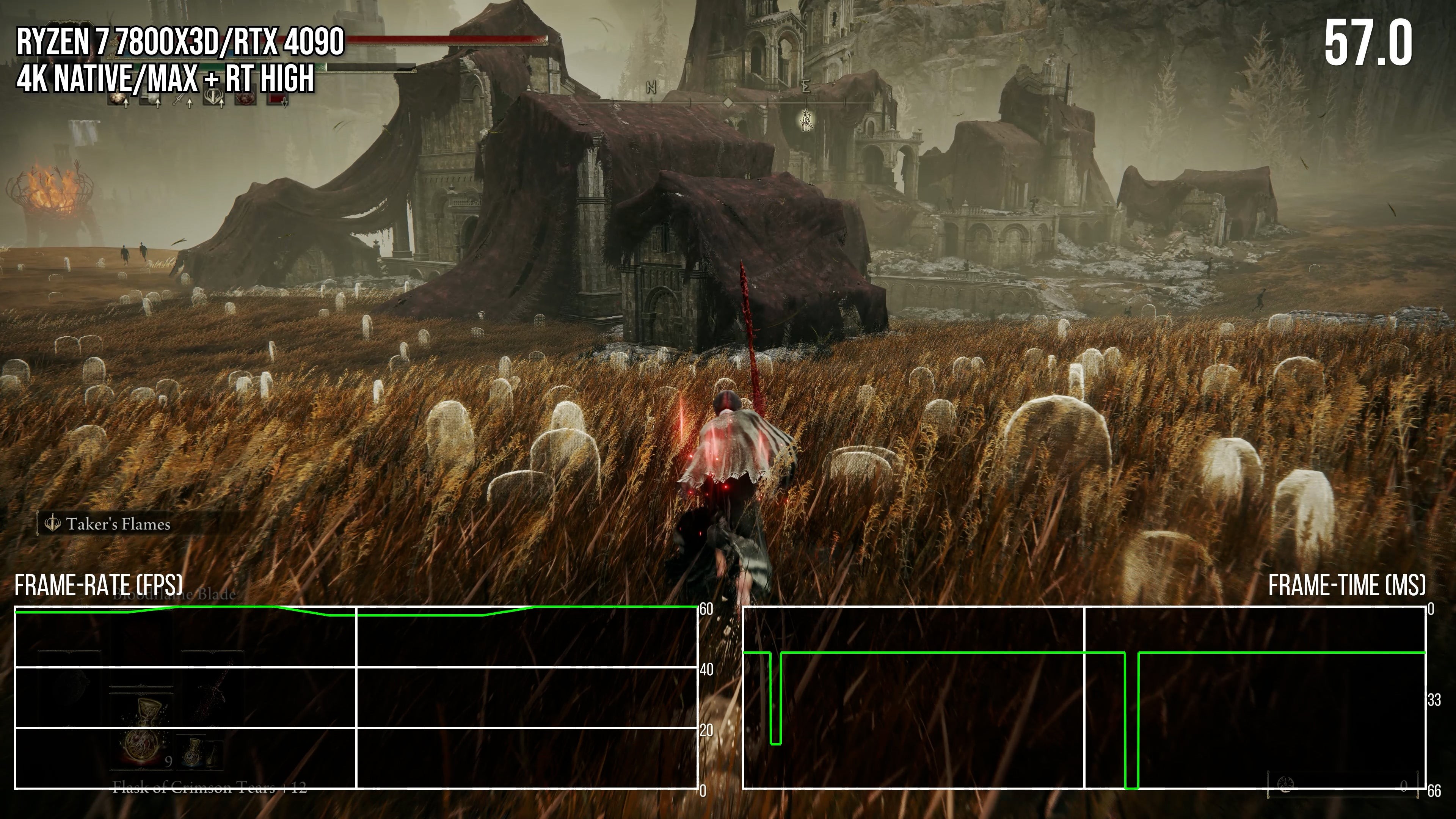 Ảnh chụp màn hình Elden Ring Shadow of the Erdtree trên PC cho thấy hiện tượng giật hình khi di chuyển