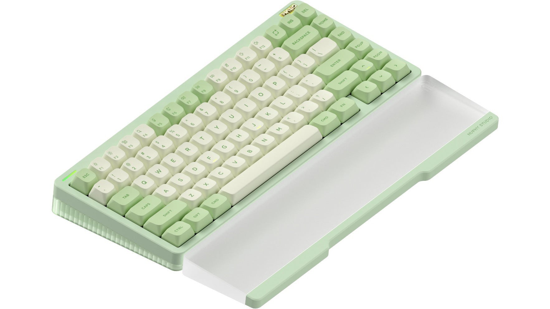 Bàn phím cơ Nuphy Halo75 V2 màu trắng với keycap PBT bo tròn và dải LED RGB viền dưới