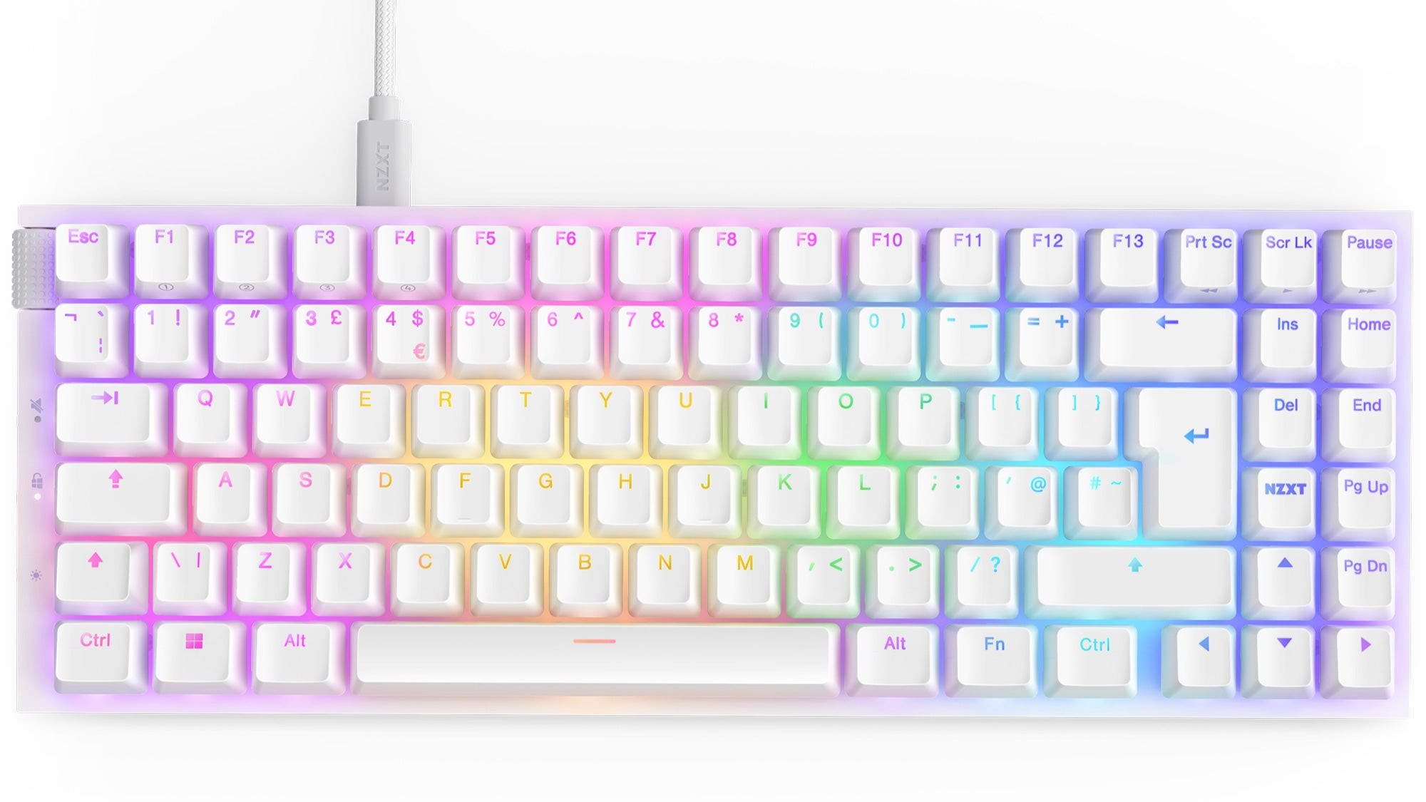 Bàn phím cơ NZXT Function 2 MiniTKL màu đen với dải phím chức năng và núm xoay bên trái