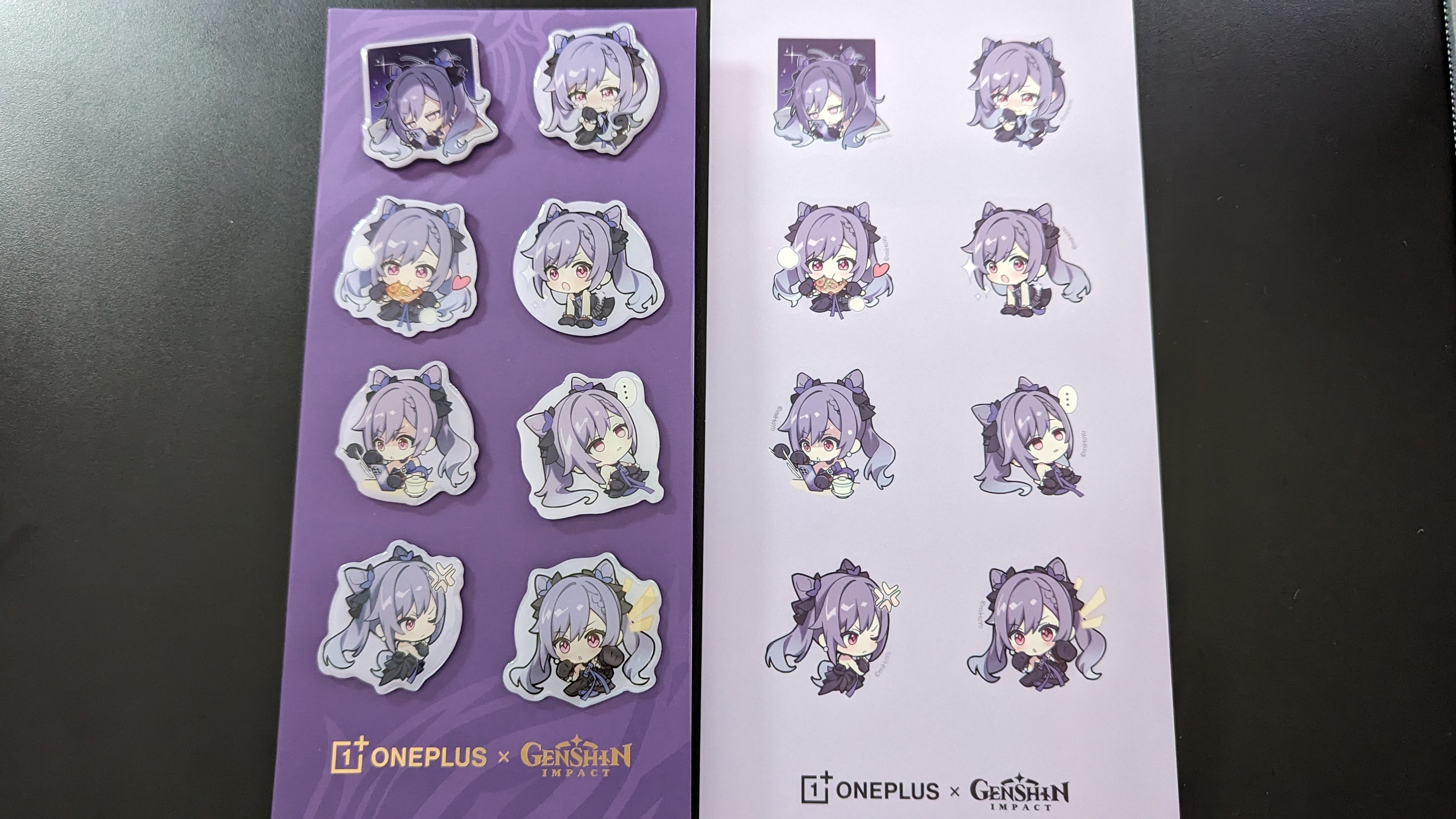 Bộ sticker và ghim cài áo Keqing đi kèm OnePlus 12R Genshin Impact Edition