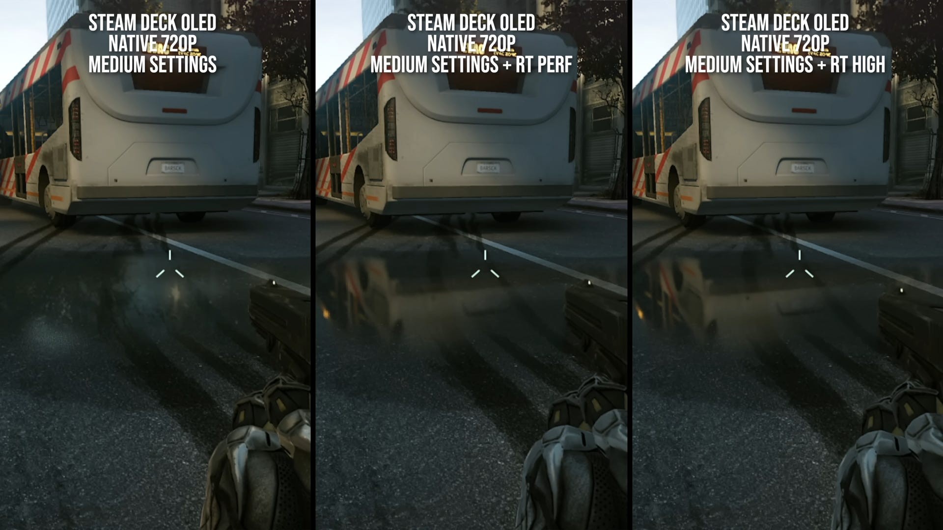 Chất lượng phản chiếu Ray Tracing trong Crysis 2 Remastered trên Steam Deck