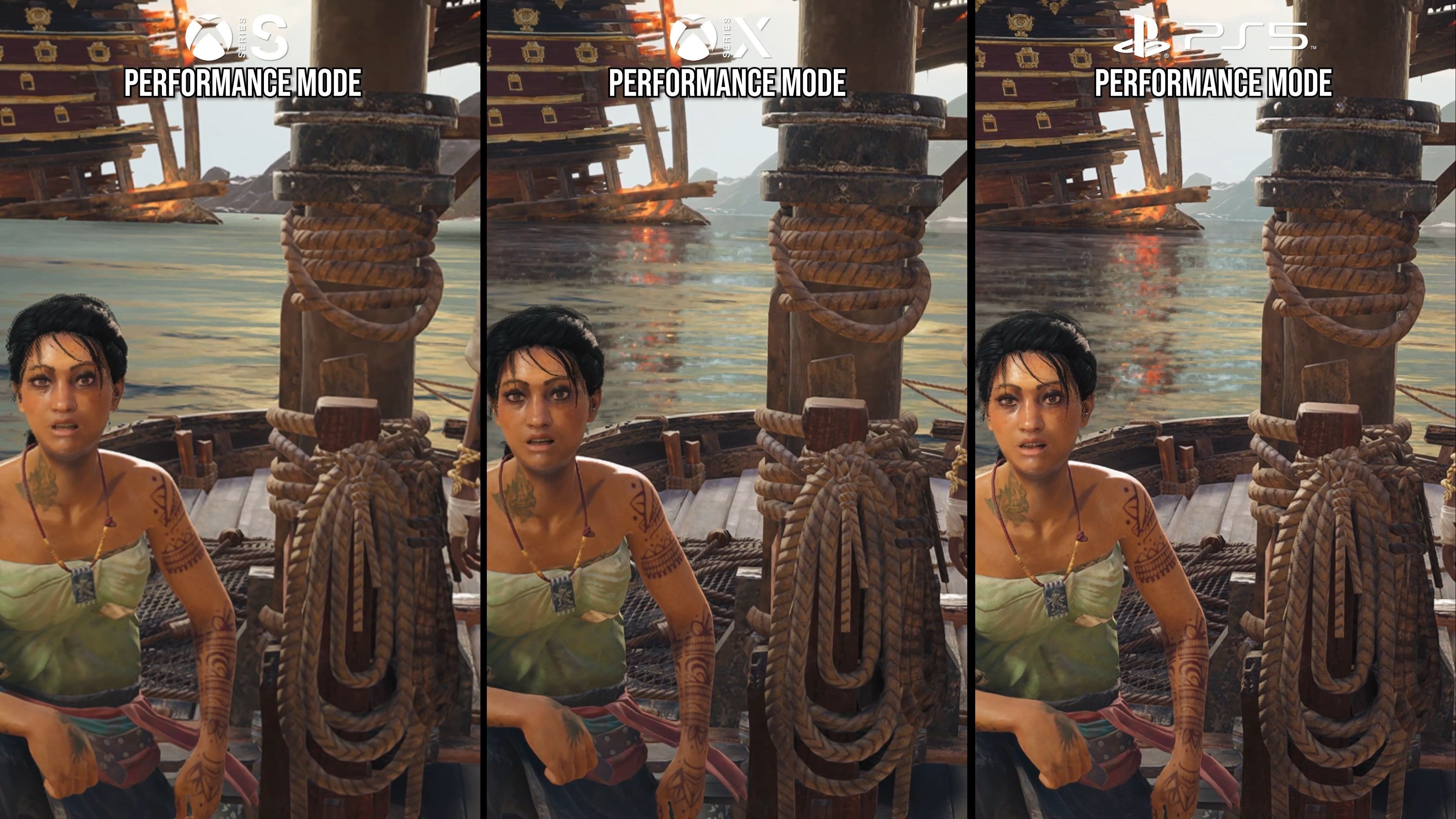 So sánh chất lượng phản chiếu SSR cực thấp trên Xbox Series S trong Skull and Bones