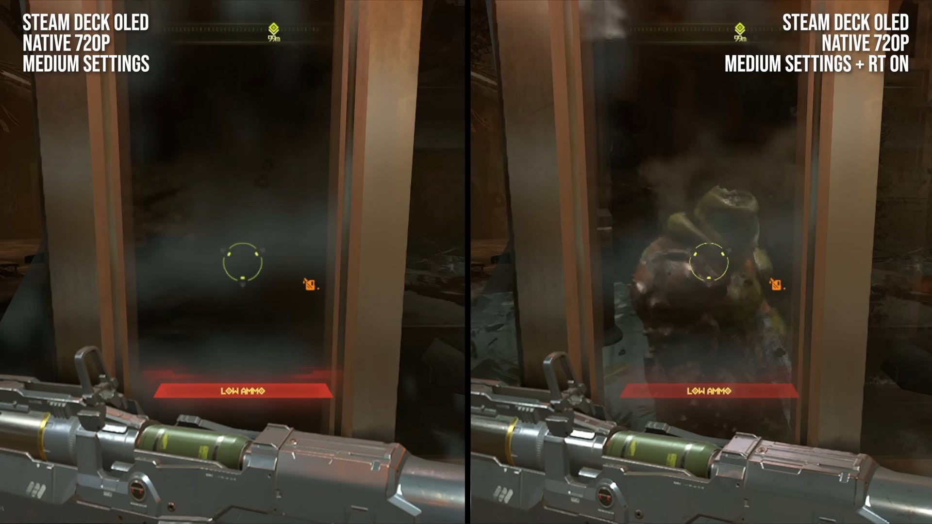 So sánh đồ họa Doom Eternal bật và tắt Ray Tracing trên Steam Deck OLED