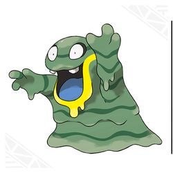 Alolan Grimer màu xanh lá cây đậm có răng hệ Độc Bóng tối trong Pokemon Go