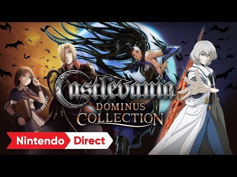 Ảnh bìa video trailer ra mắt Castlevania Dominus Collection với hình ảnh gameplay và logo