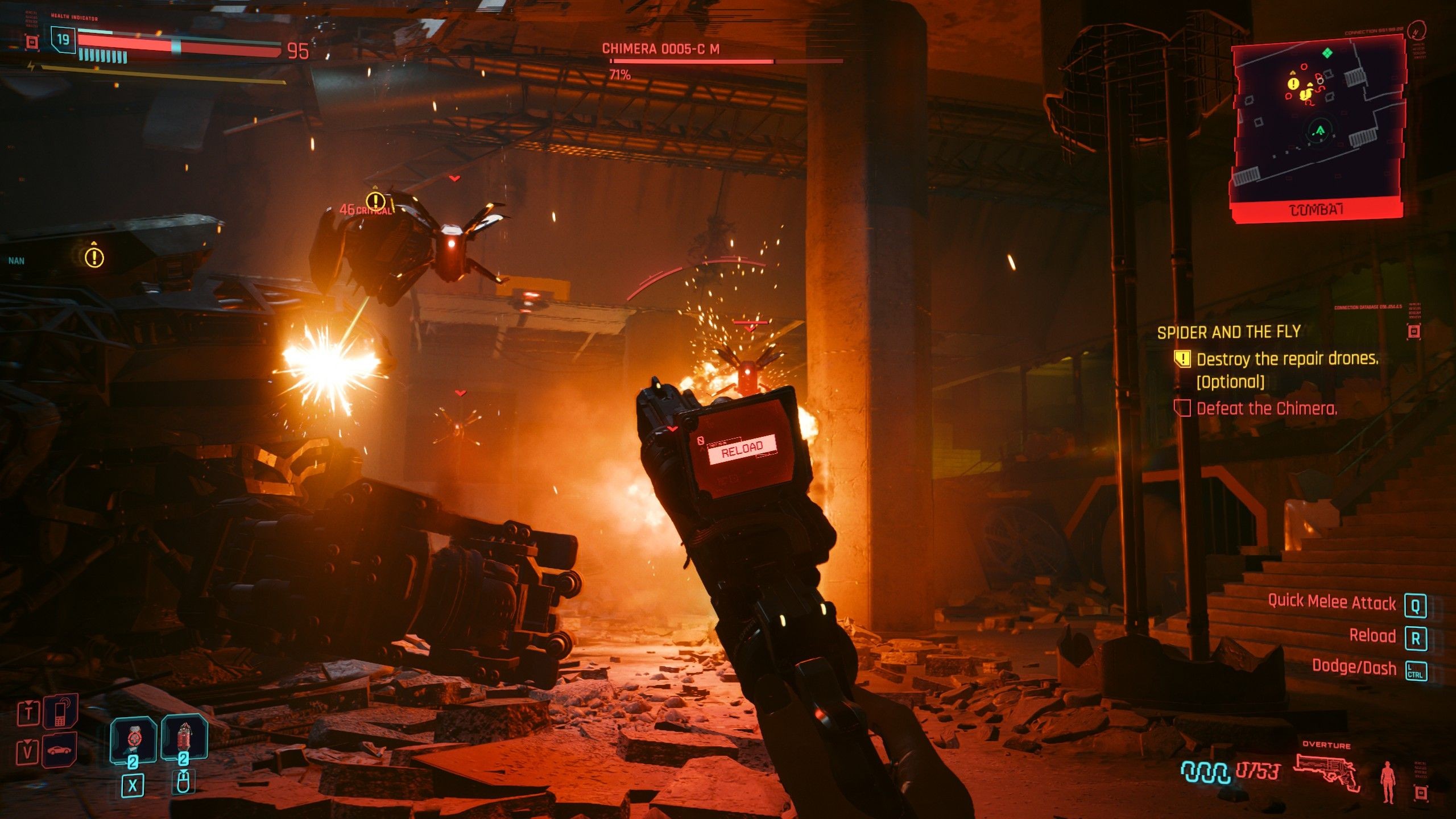 Ảnh chụp màn hình Cyberpunk 2077 Phantom Liberty cho thấy chiến đấu với một đàn drone