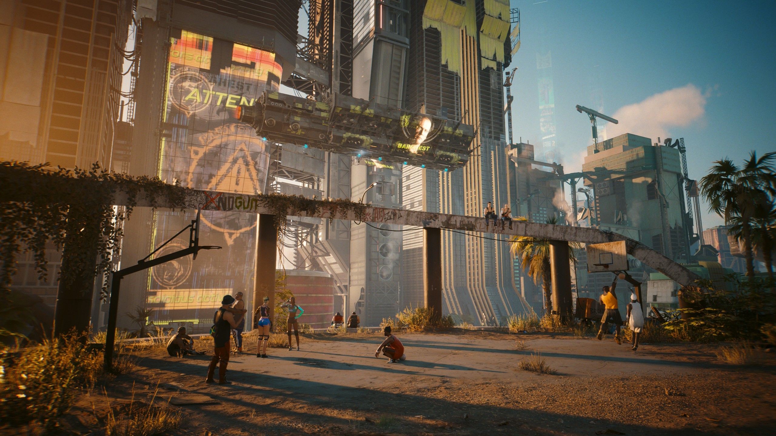Ảnh chụp màn hình Cyberpunk 2077 Phantom Liberty cho thấy một khu công nghiệp trong khu vực mới của Dogtown