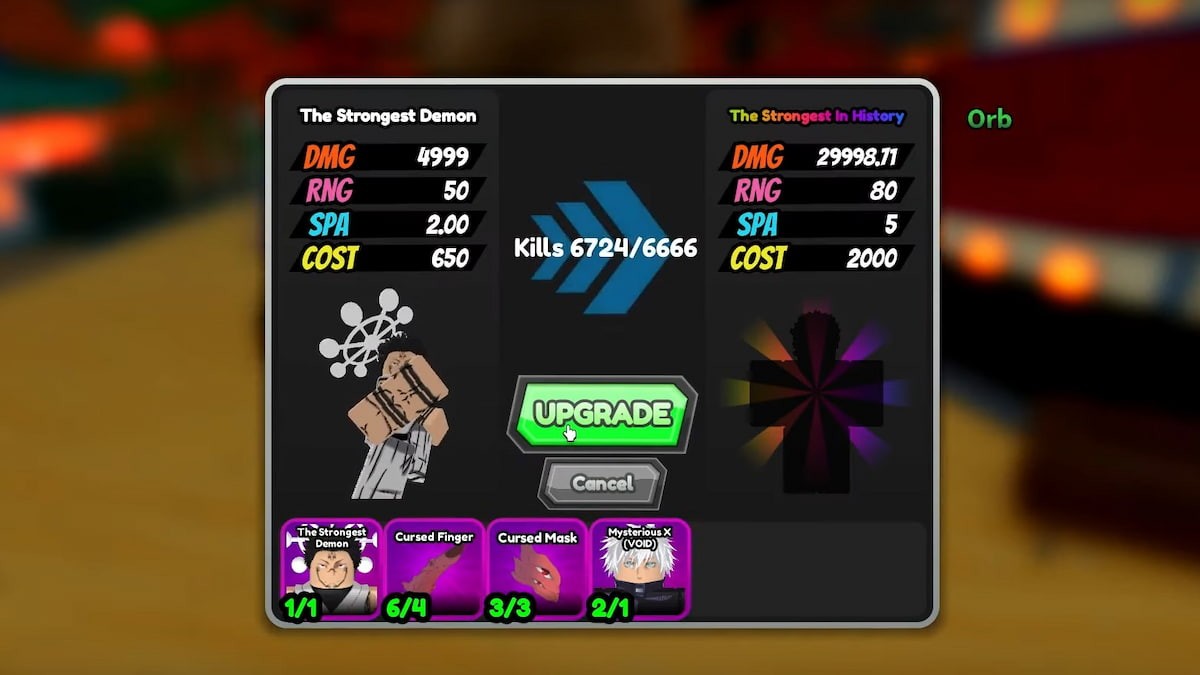 Ảnh chụp màn hình quá trình tiến hóa Sukuna trong ASTD