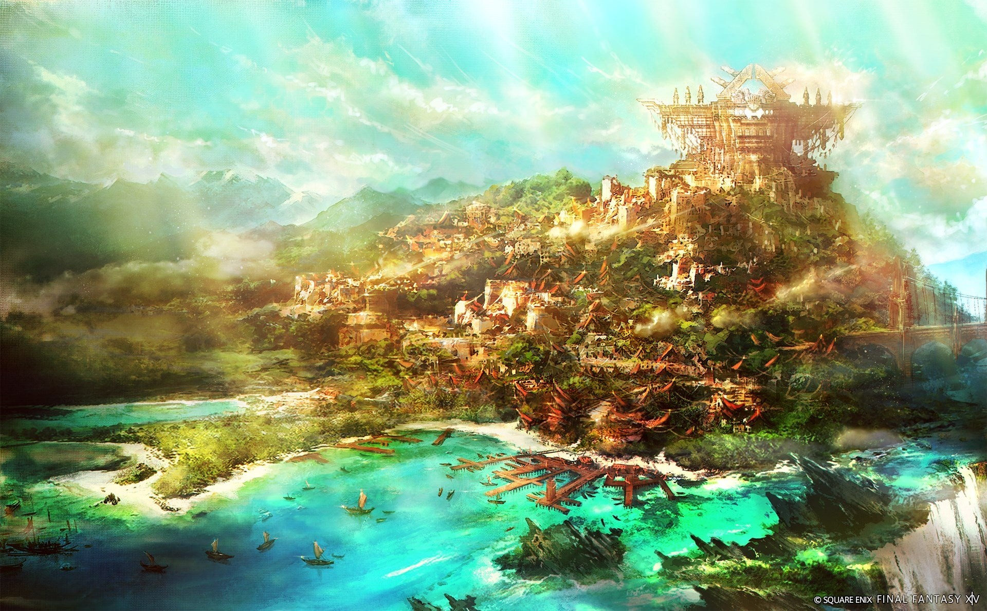 Ảnh concept nghệ thuật của thủ đô Tuliyollal trong FF14 Dawntrail