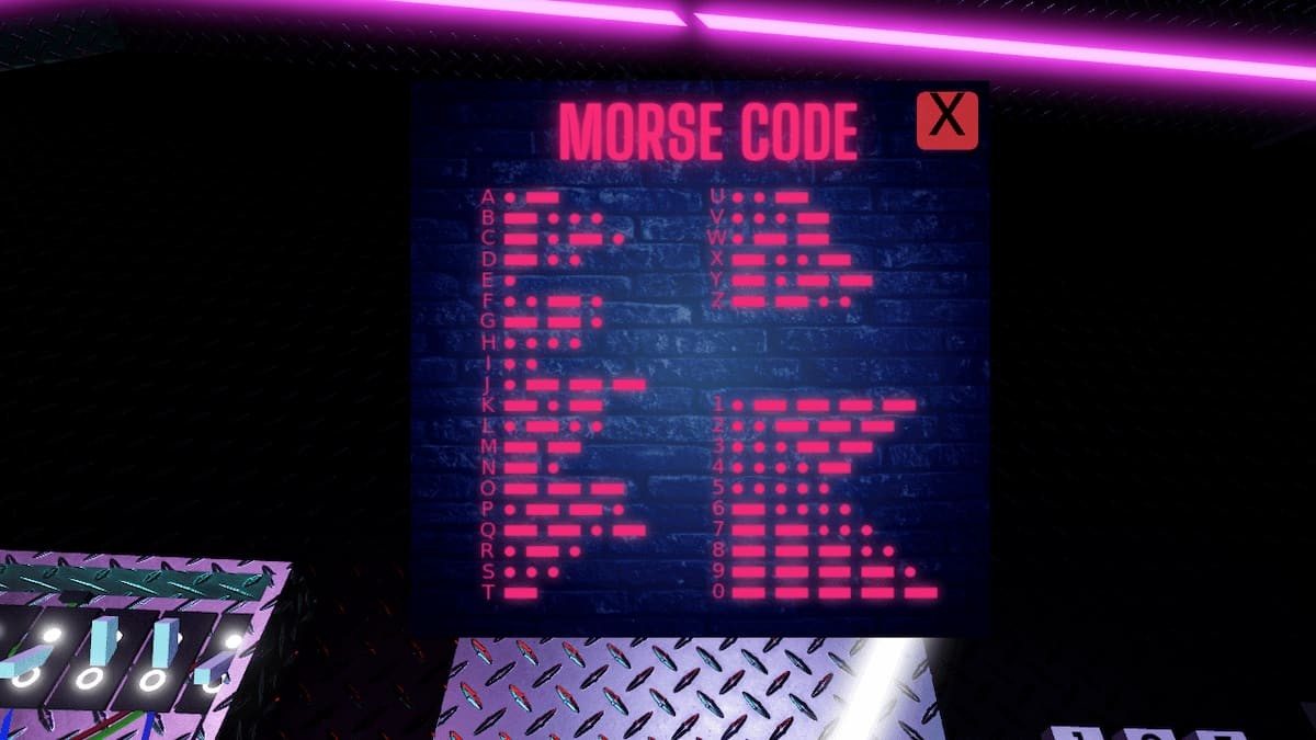 Áp phích mã Morse để giải mã đèn đỏ nhấp nháy trong Terminal Escape Room