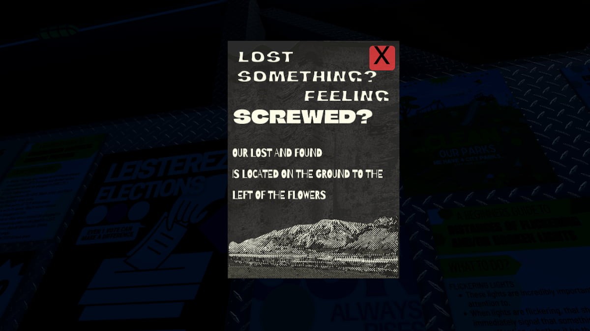 Áp phích manh mối vị trí tuốc nơ vít trong Terminal Escape Room