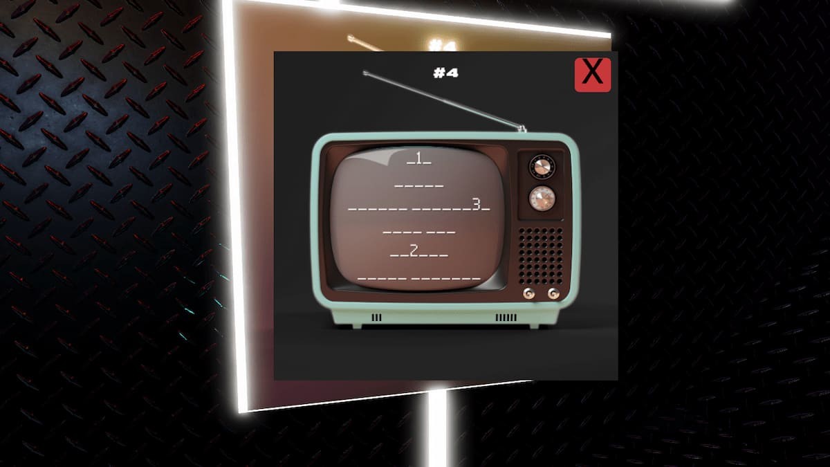 Áp phích TV manh mối cho số cuối cùng trong Terminal Escape Room