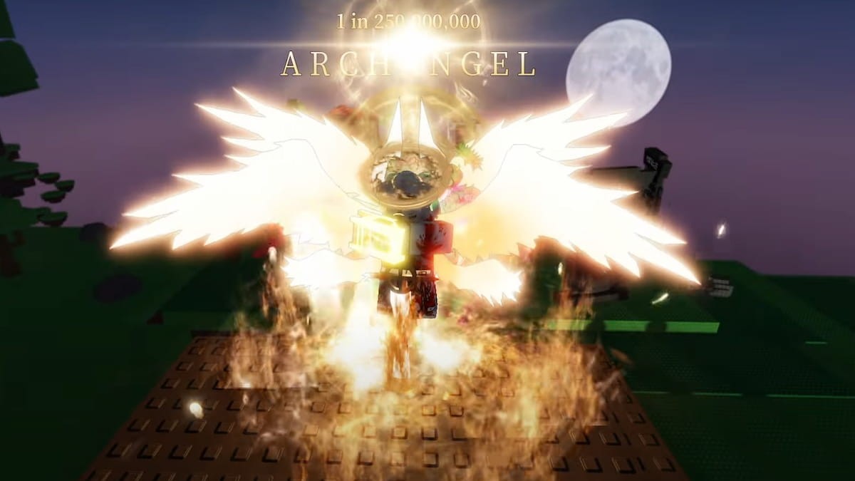 Aura Archangel với thanh kiếm và hiệu ứng nổ diện rộng trong Sol's RNG
