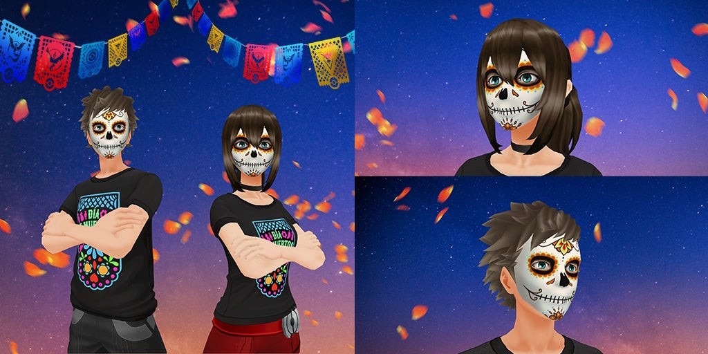 Avatar nam và nữ với trang điểm mặt Día de Muertos