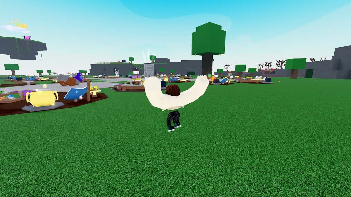 Avatar với cánh tay mì ống sau khi uống thuốc trong Roblox Wacky Wizard