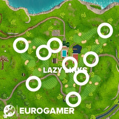 Bản đồ chi tiết Lazy Links với các vị trí tee và green được đánh số