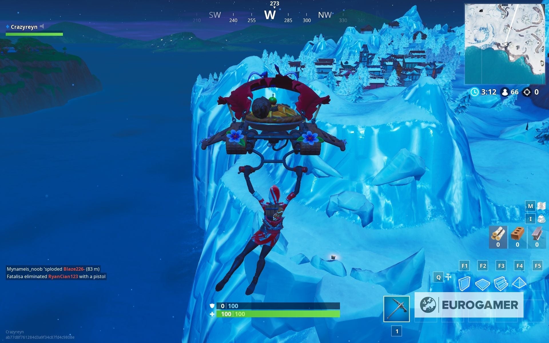 Bản đồ mini chỉ vị trí khuôn mặt khổng lồ trên tuyết Fortnite