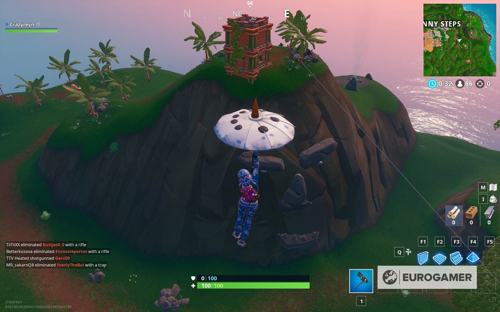 Bản đồ mini chỉ vị trí khuôn mặt khổng lồ trong rừng rậm Fortnite
