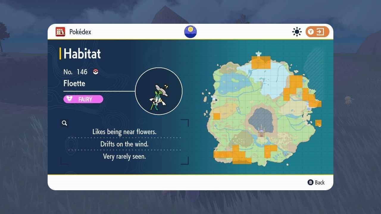 Bản đồ môi trường sống của Floette tại vùng Paldea trong Pokémon Scarlet &amp; Violet