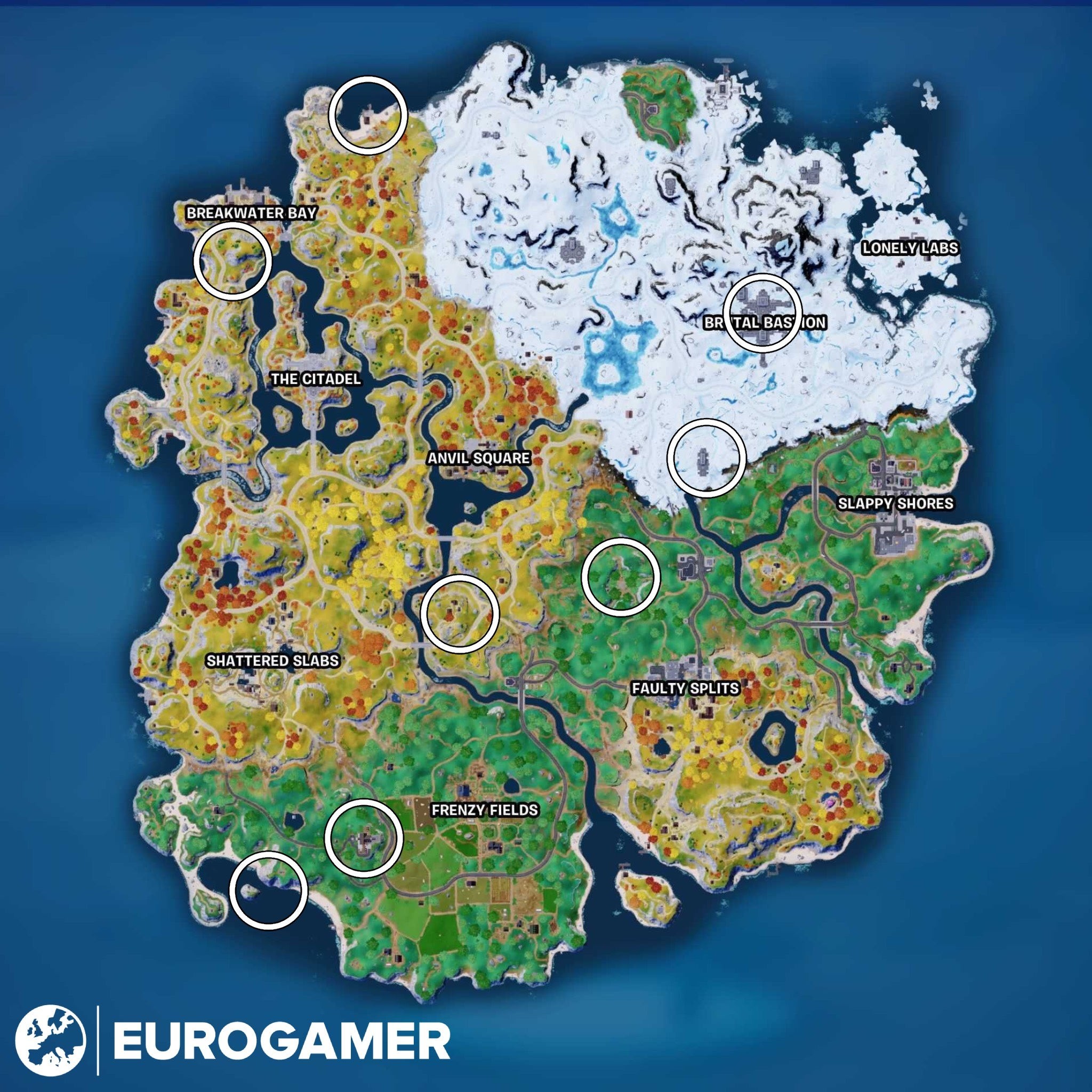 Bản đồ vị trí các nhân vật có thể thuê trong Fortnite