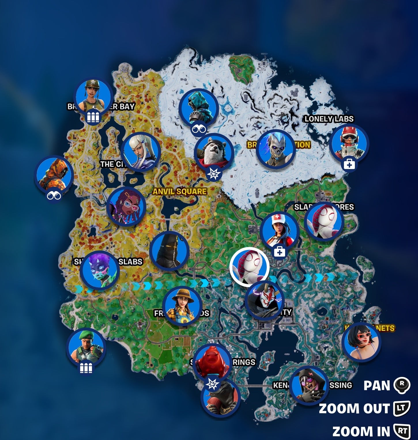 Bản đồ vị trí các nhân vật Fortnite Chapter 4 Season 2