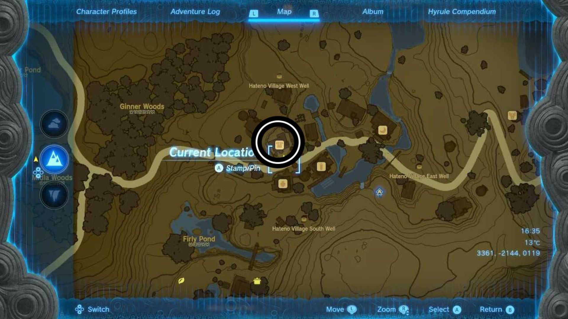 Bản đồ vị trí Cửa hàng của Cece tại Làng Hateno trong Zelda TotK