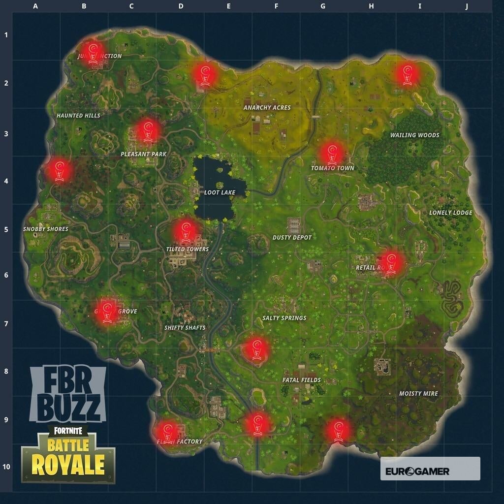 Bản đồ vị trí xe kem Fortnite