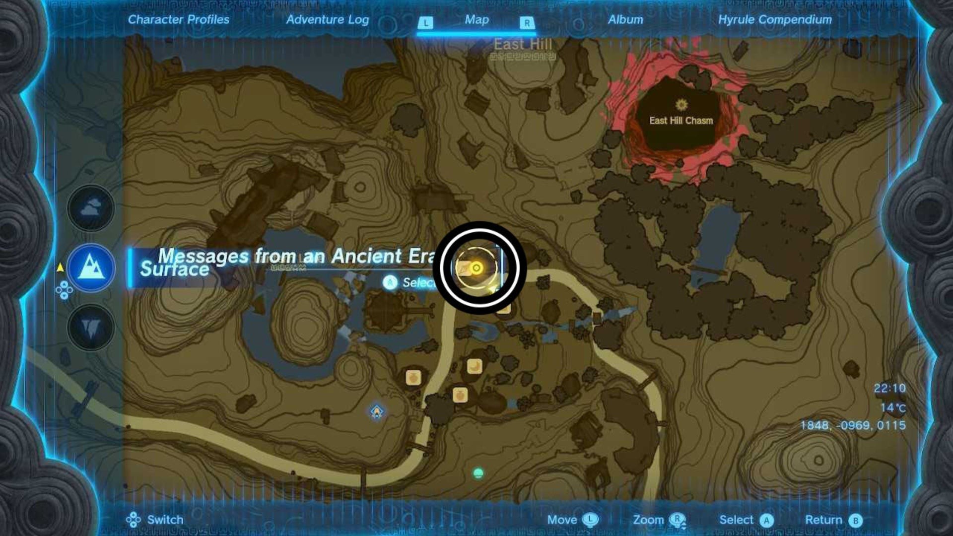 Bản đồ vị trí Zonai Survey Team Base tại Làng Kakariko trong Zelda TotK