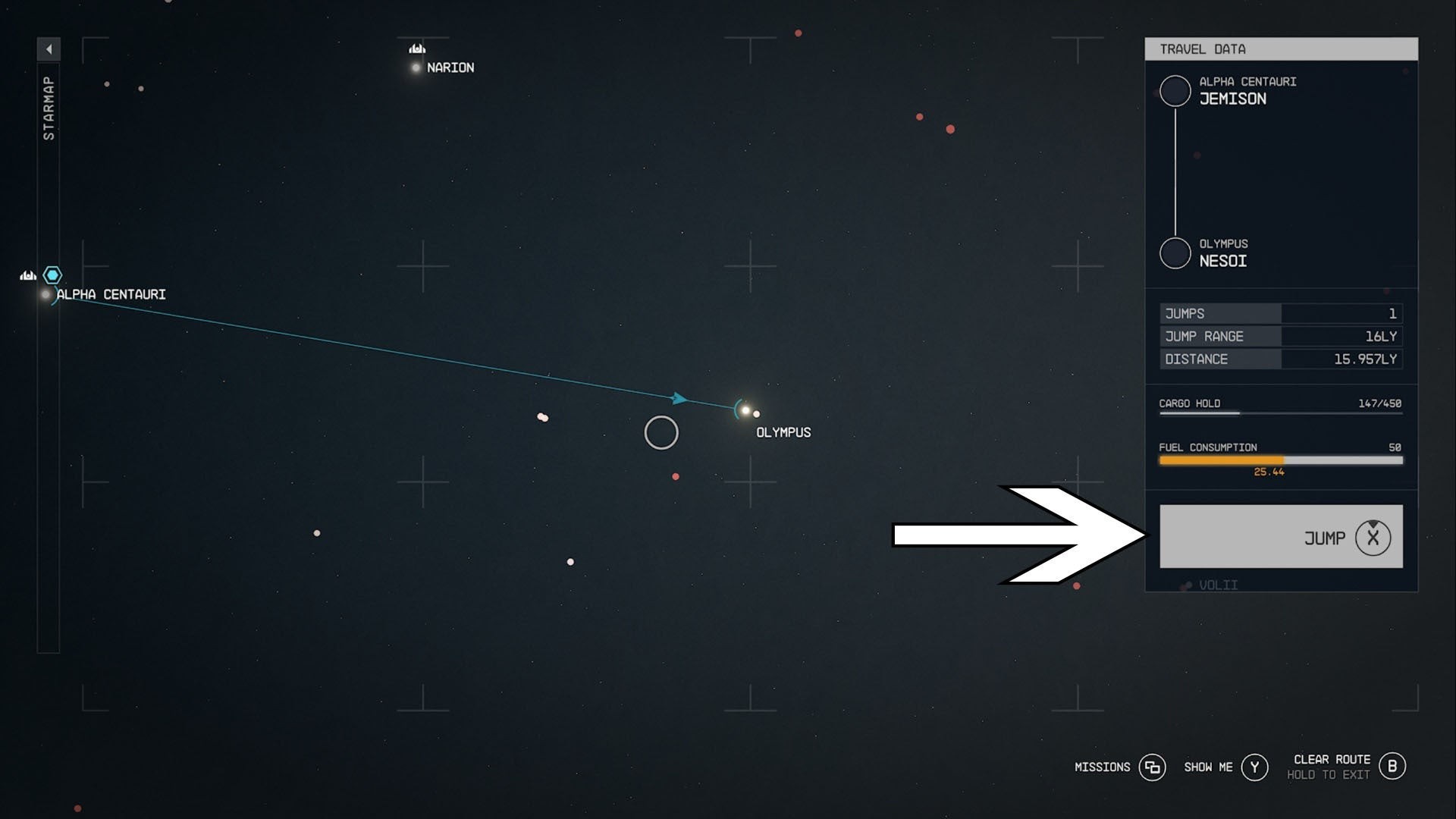 Bảng thông tin chi tiết về Grav Jump trong Starfield