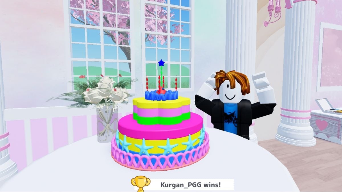 Bánh kem Vùng Đất Kẹo Mút rực rỡ sắc màu trong Cake Off Roblox