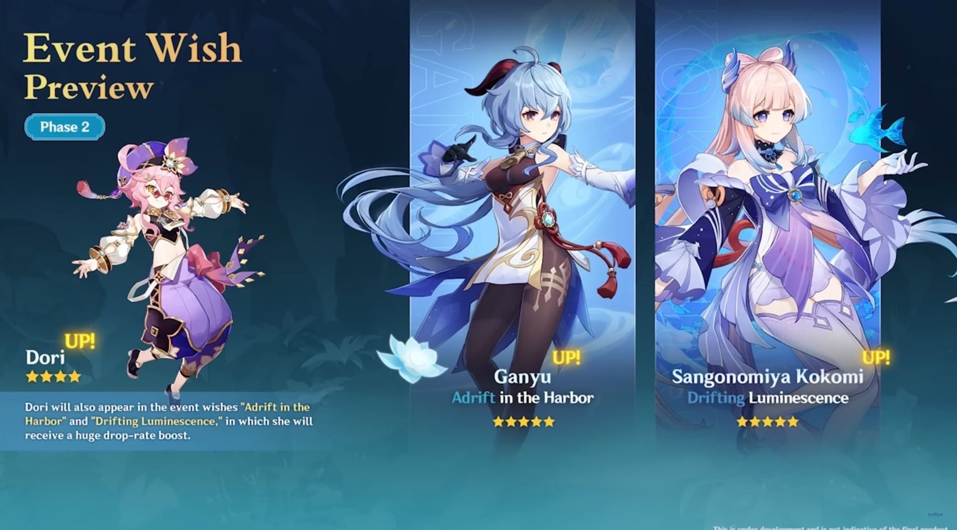 Banner Genshin Impact 3.0 Giai đoạn 2 với Ganyu, Kokomi và Dori