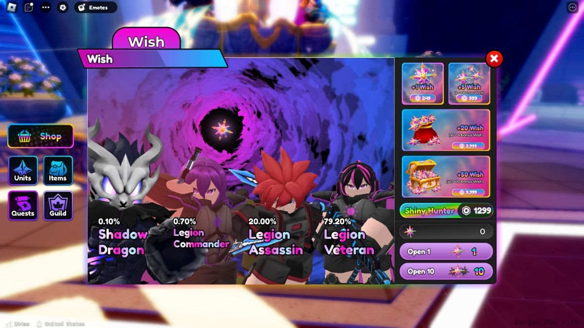 Banner triệu hồi bằng Điều Ước trong Anime Defenders