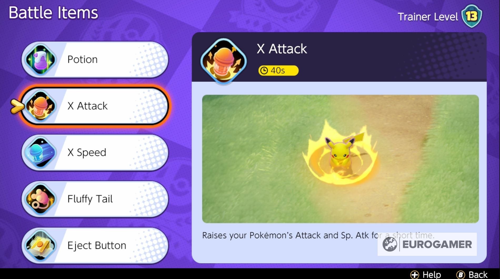Battle Item Full Heal được trang bị cho Lucario