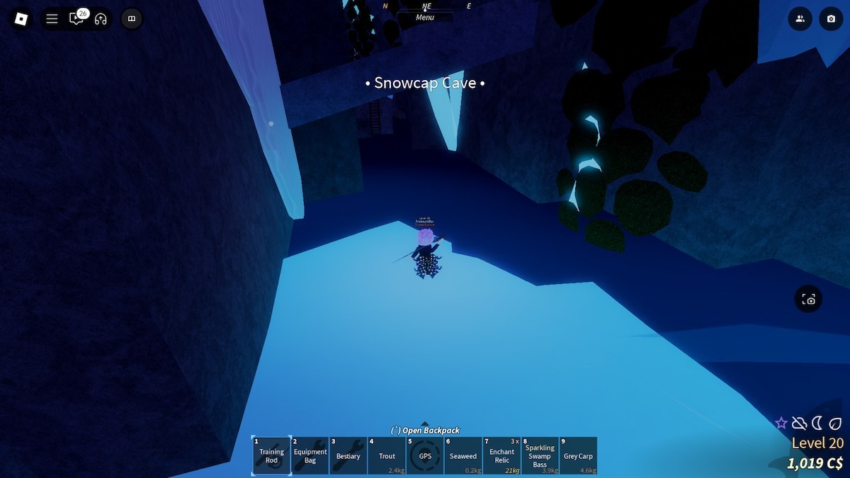 Bên trong Hang Động Snowcap nơi lý tưởng để câu Colossal Squid trong Fisch Roblox
