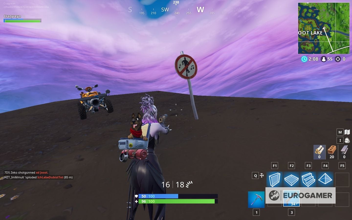 Biển báo cấm nhảy Fortnite đặt trên hòn đảo lớn tại Loot Lake