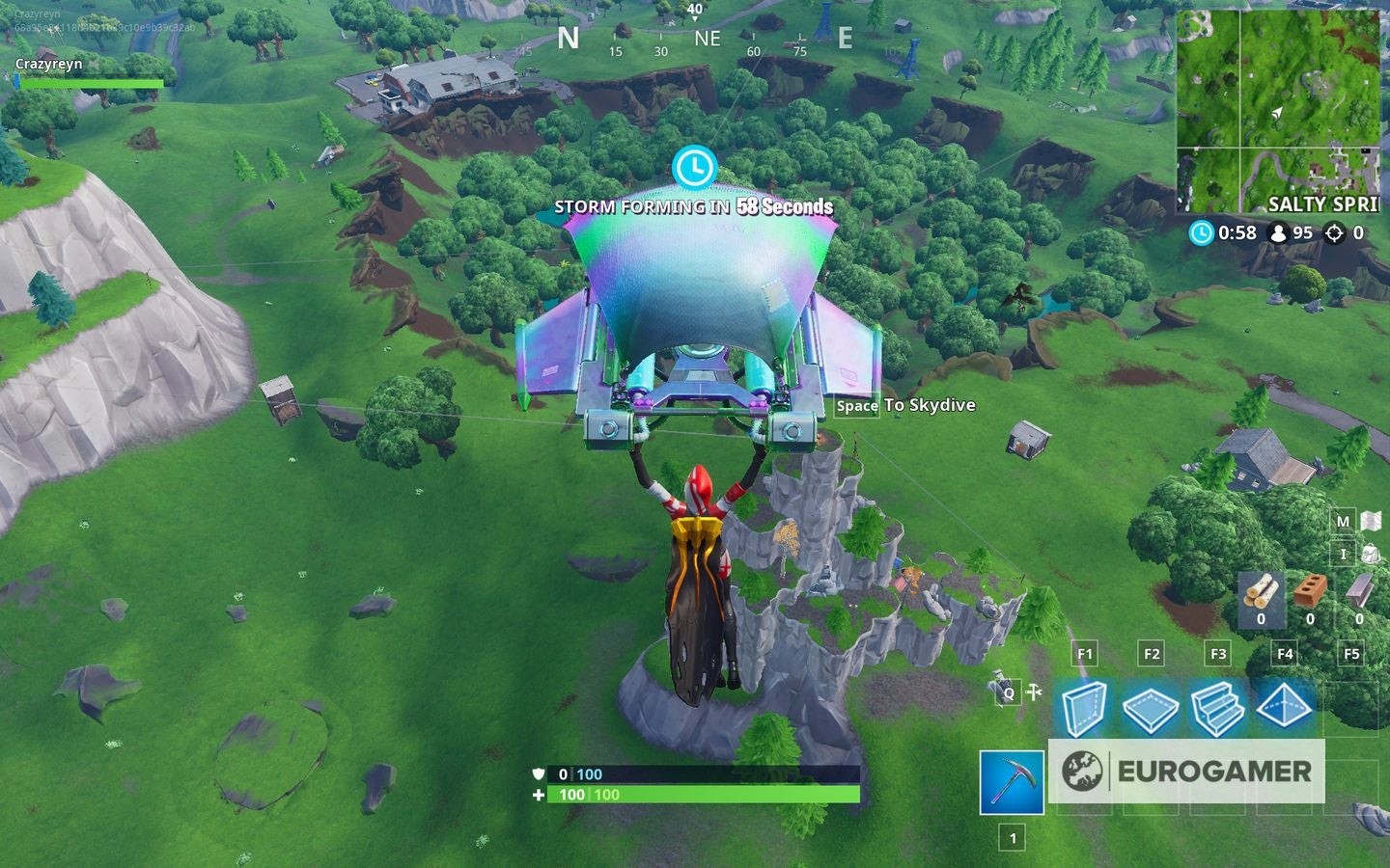 Biển báo cấm nhảy Fortnite trên vách đá phía Bắc Salty Springs