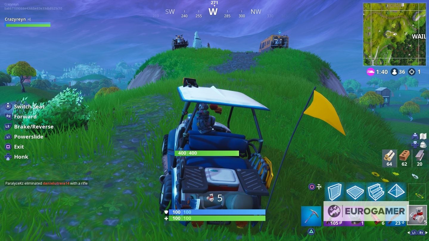 Biển báo cấm nhảy Fortnite trên vách đá phía Tây Bắc Wailing Woods