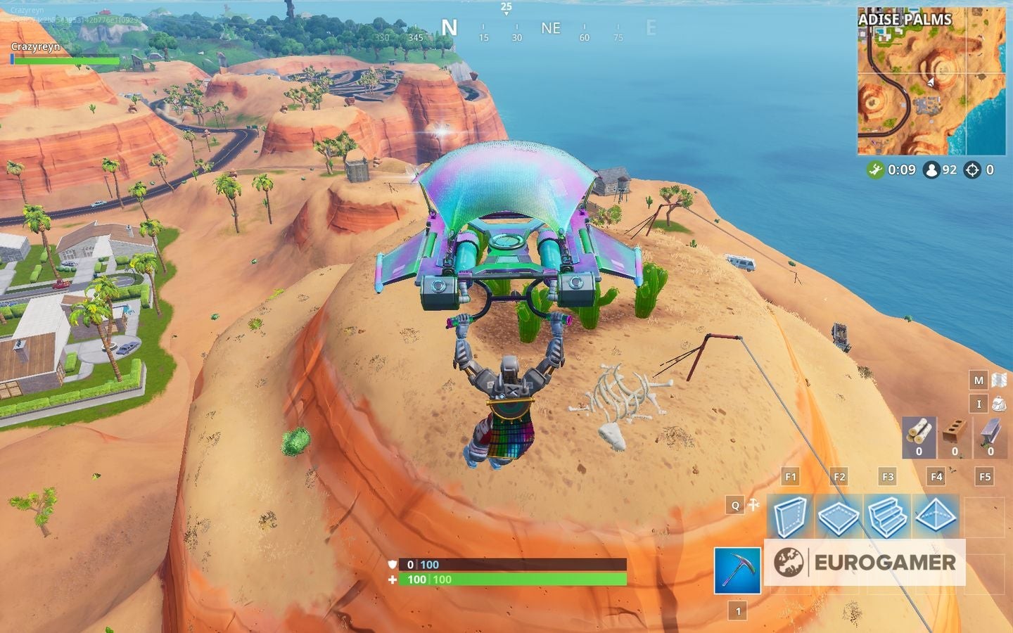 Biển báo cấm nhảy trên ngọn đồi xương rồng phía nam Paradise Palms trong Fortnite