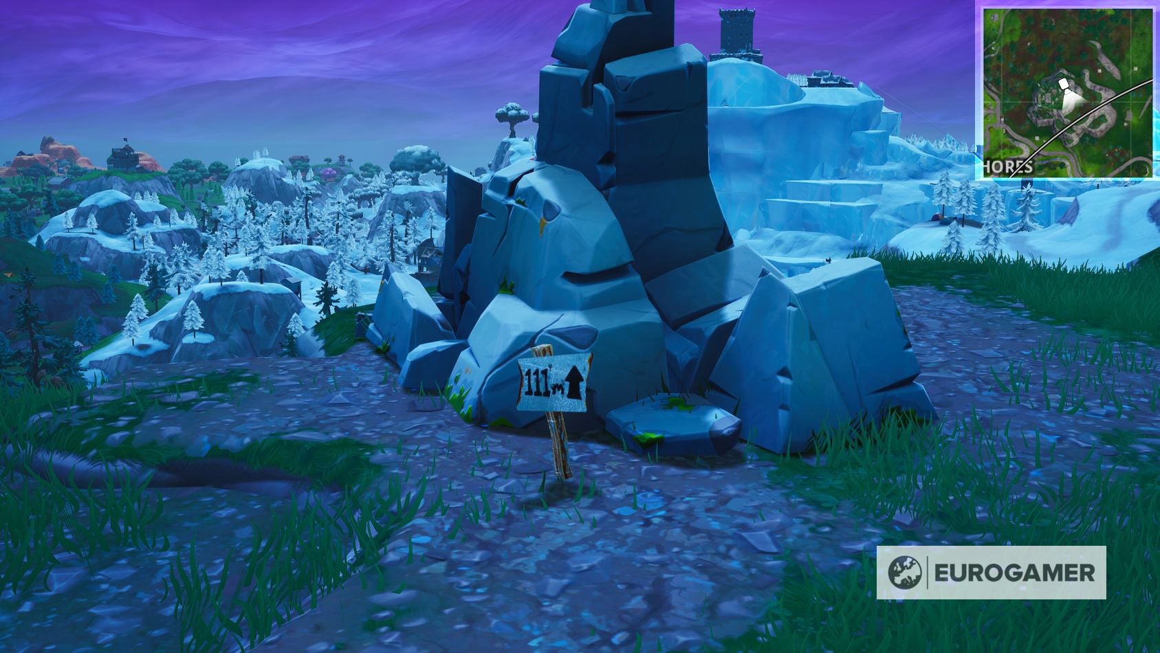 Biển báo độ cao tại Snobby Shores