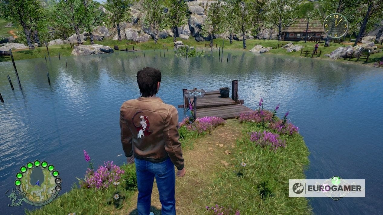 Biển báo tiêu chuẩn cho một địa điểm câu cá hoạt động trong Shenmue 3