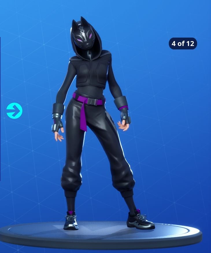 Biến thể skin Catalyst Fortnite Mùa 10 áo khoác đen họa tiết