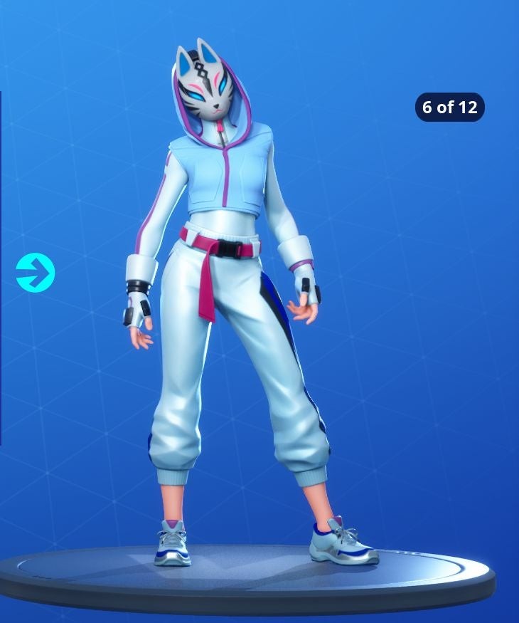 Biến thể skin Catalyst Fortnite Mùa 10 áo khoác trắng họa tiết