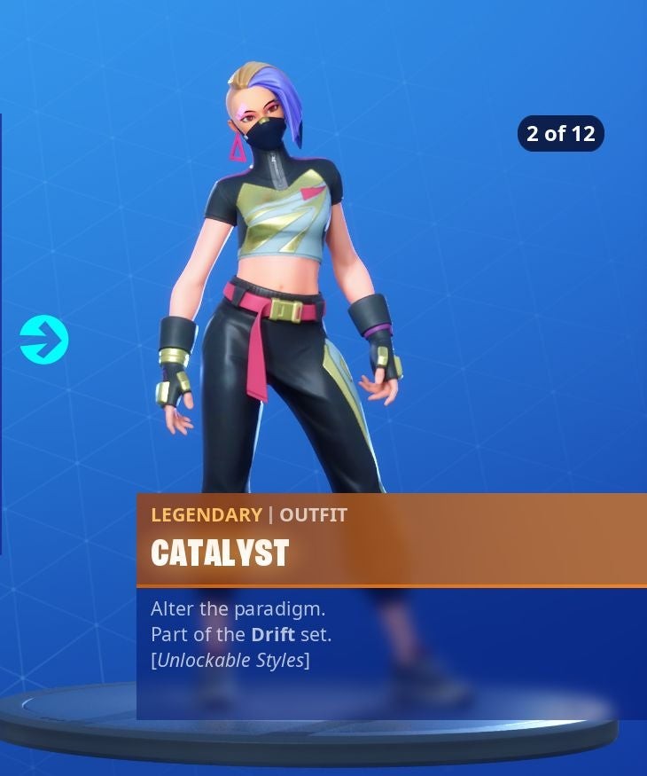 Biến thể skin Catalyst Fortnite Mùa 10 áo khoác trắng