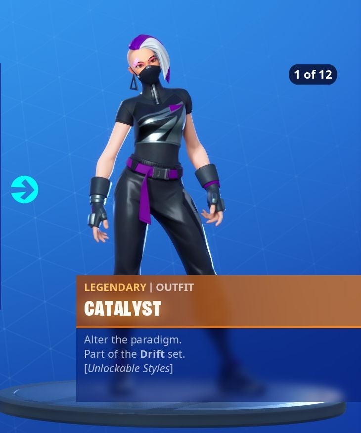 Biến thể skin Catalyst Fortnite Mùa 10 màu đen tuyền