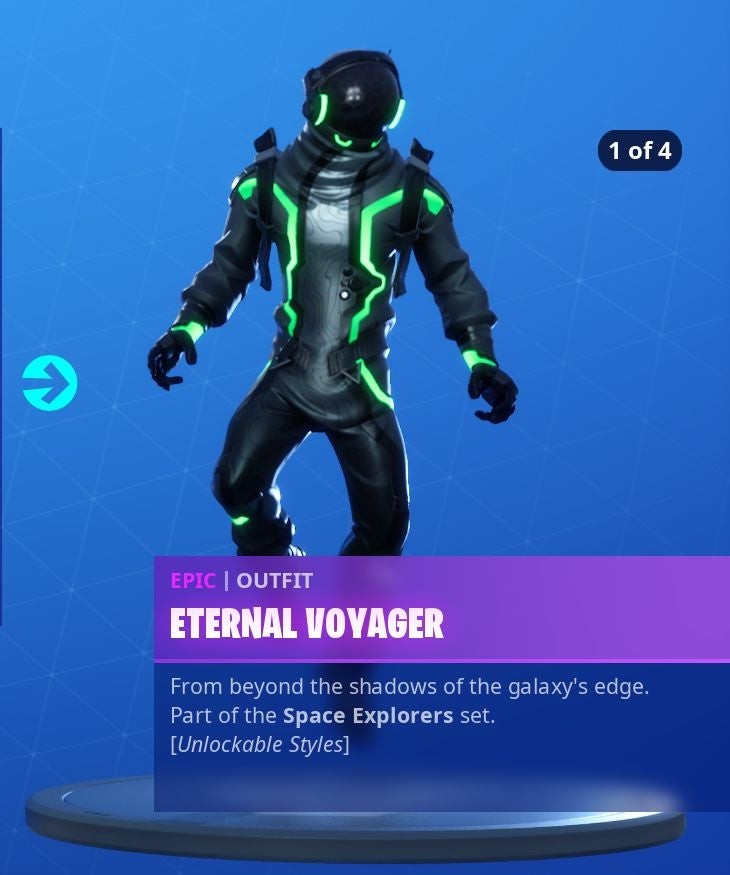 Biến thể skin Eternal Voyager Fortnite Mùa 10 cơ bản