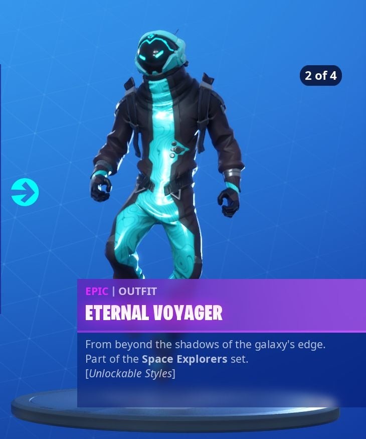 Biến thể skin Eternal Voyager Fortnite Mùa 10 màu xanh lá