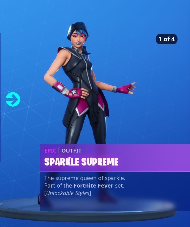 Biến thể skin Sparkle Supreme Fortnite Mùa 10 cơ bản