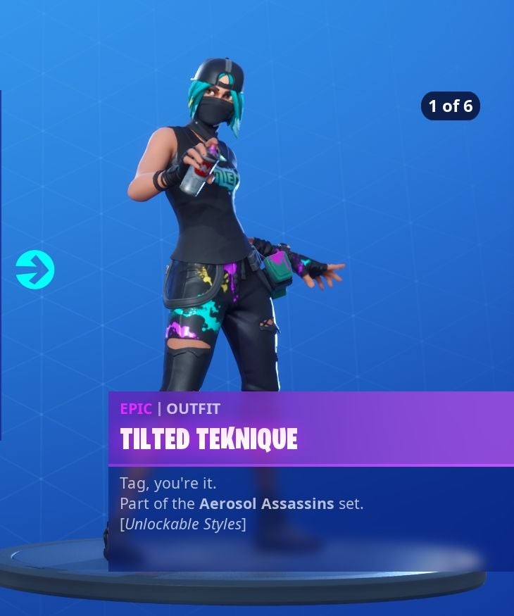 Biến thể skin Titled Teknique Fortnite Mùa 10 cơ bản