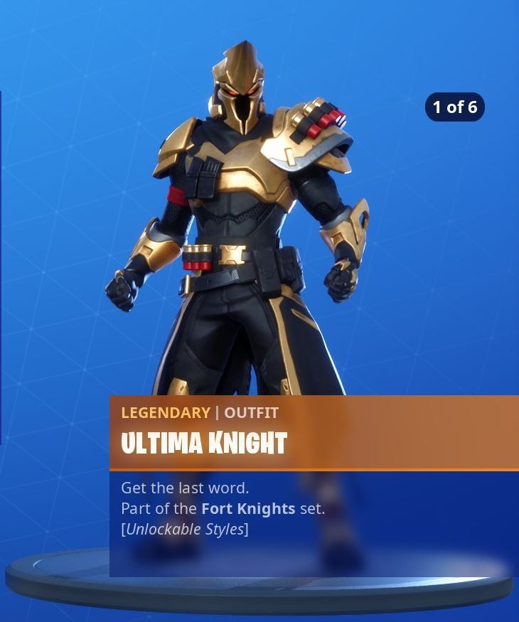 Biến thể skin Ultima Knight Fortnite Mùa 10 cơ bản