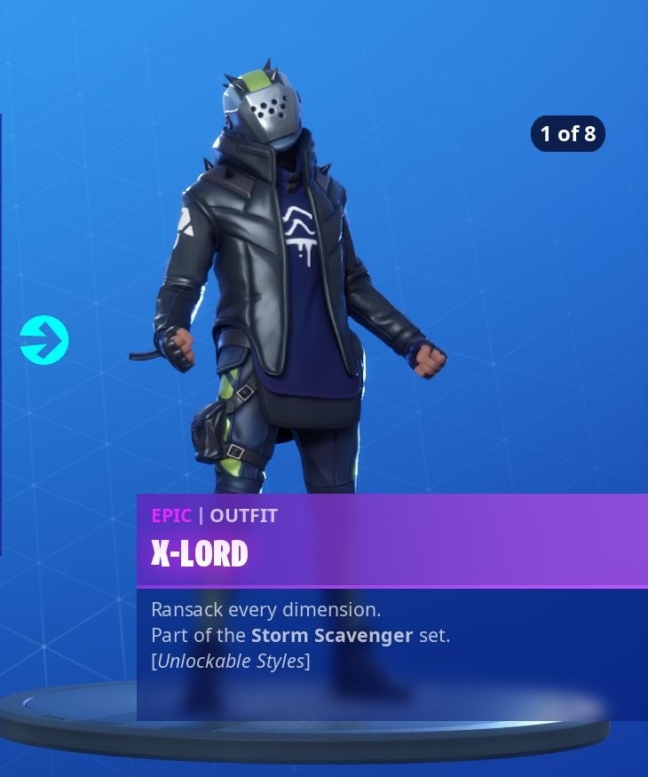 Biến thể skin X-Lord Fortnite Mùa 10 cơ bản